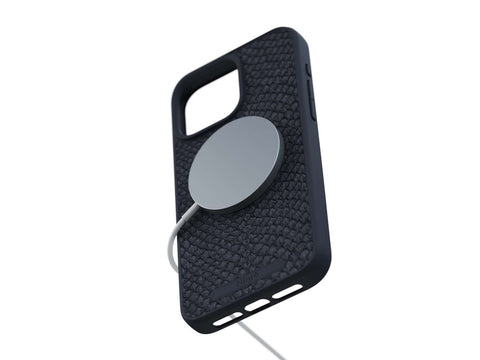 Salmon Leather Magsafe Case - Black Salmon Leather Magsafe Case - Black
