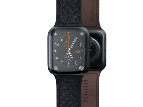 Salmon Leather Watch Strap - Vindur|Dark Grey