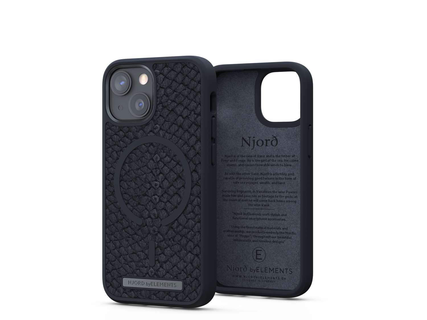 Salmon Leather MagSafe Case - iPhone 13 - Vindur | Dark Grey