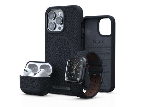 Salmon Leather MagSafe Case - iPhone 13 - Vindur | Dark Grey