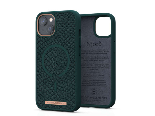 Salmon Leather MagSafe Case - iPhone 13 - Jörð|Dark Green 1500
