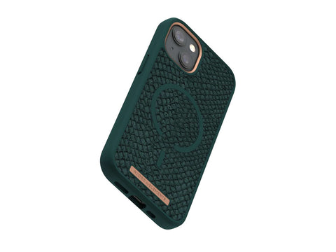 Salmon Leather MagSafe Case - iPhone 13 - Jörð|Dark Green