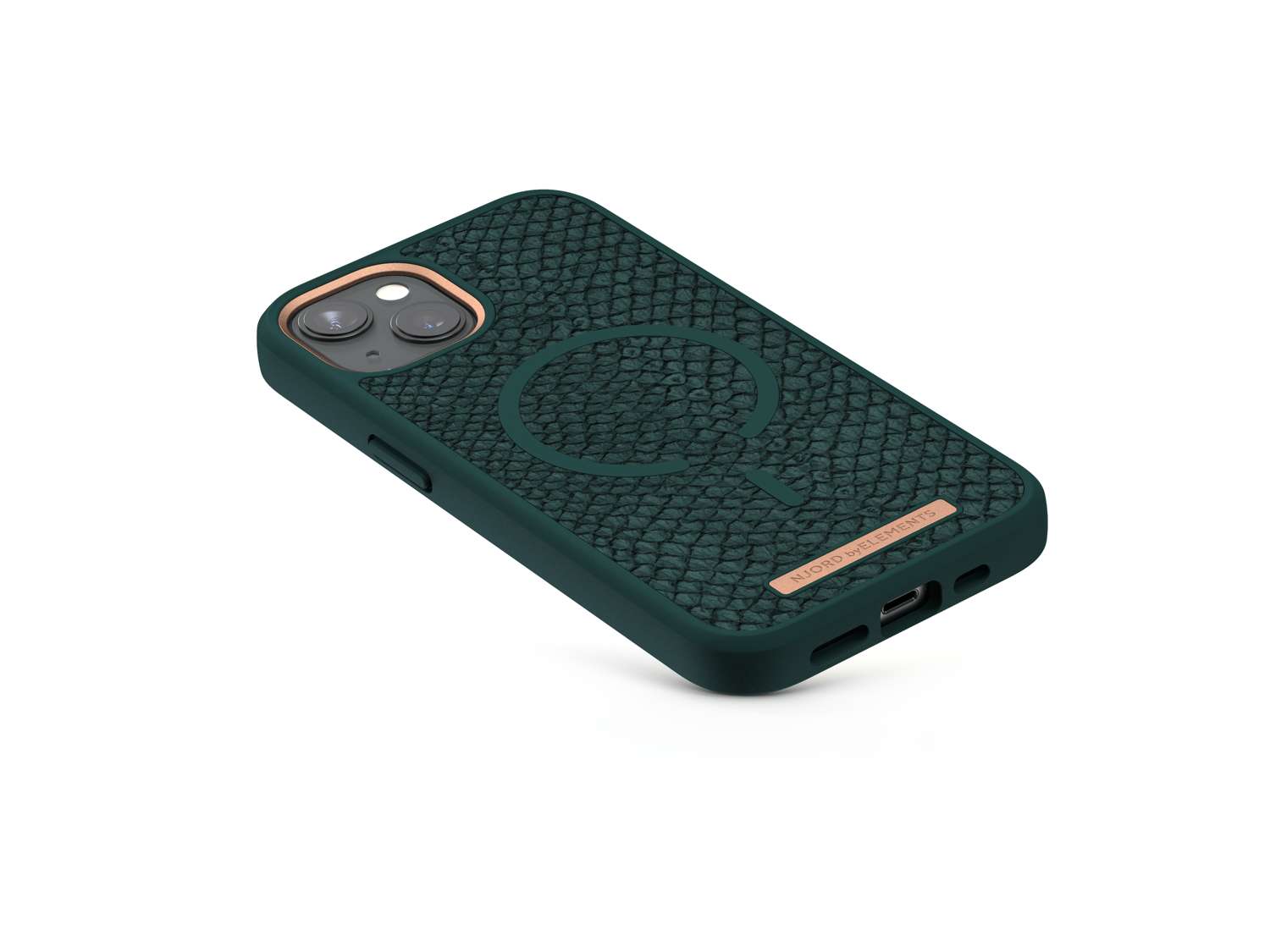 Salmon Leather MagSafe Case - iPhone 13 - Jörð|Dark Green
