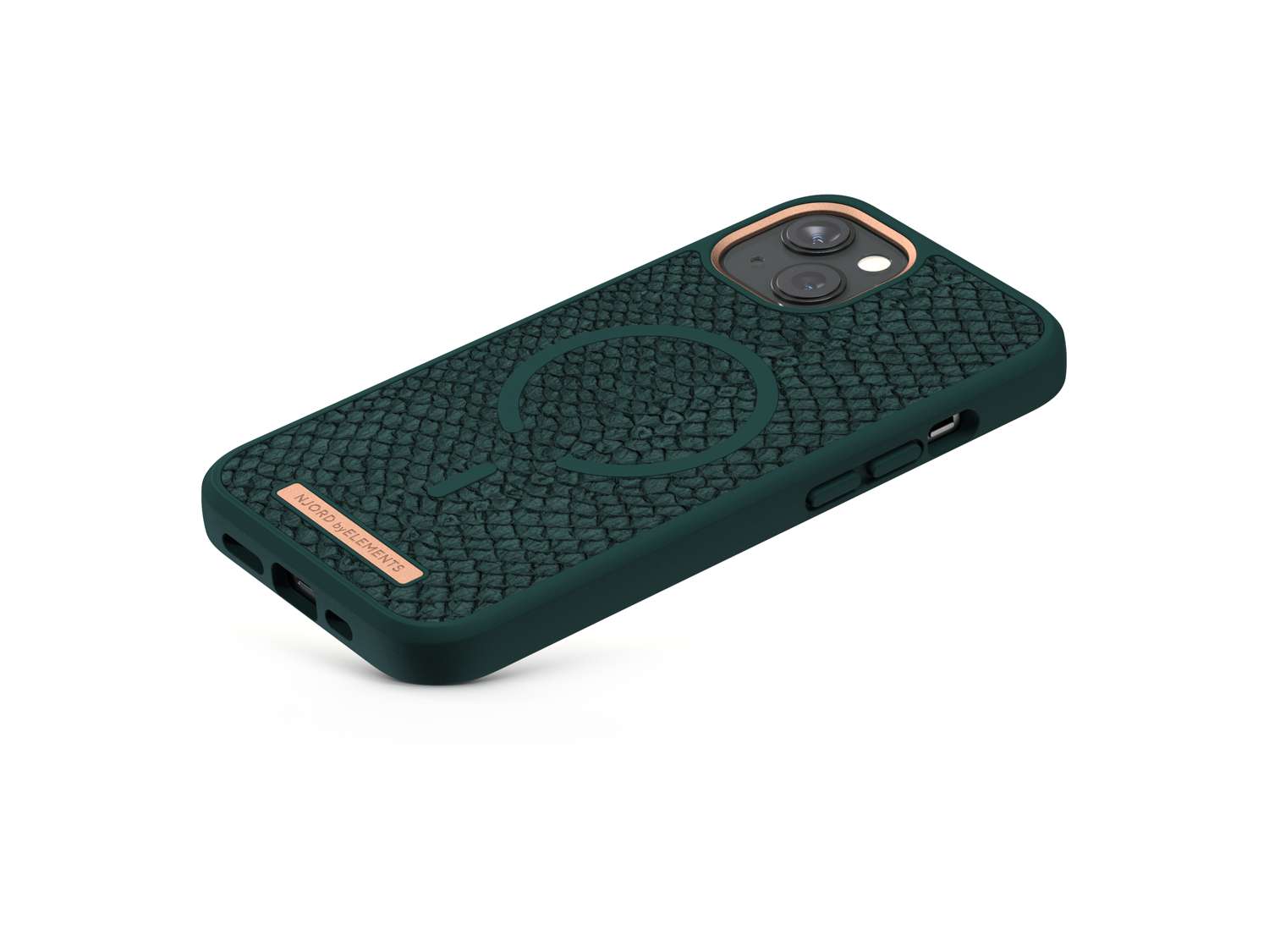 Salmon Leather MagSafe Case - iPhone 13 - Jörð|Dark Green