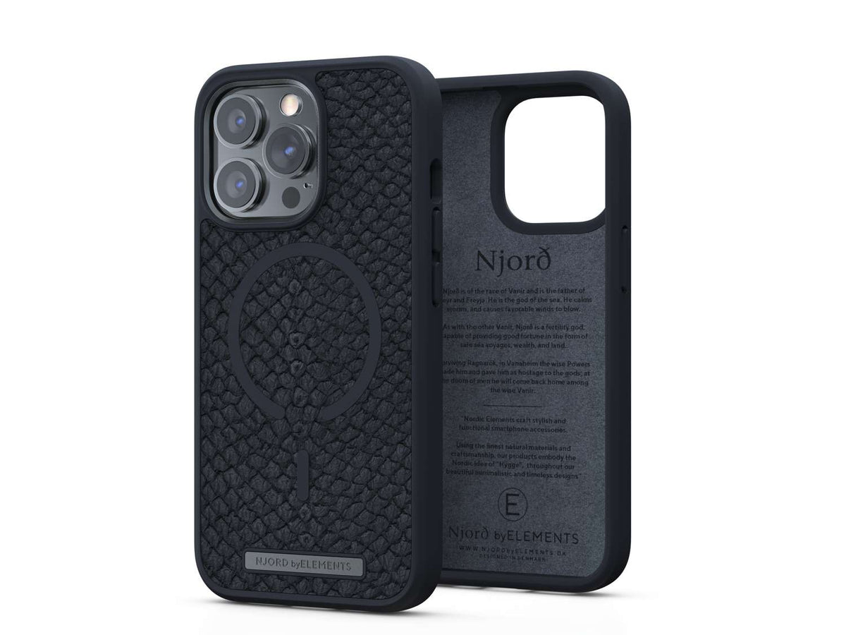 Salmon Leather MagSafe Case - iPhone 13 - Vindur | Dark Grey