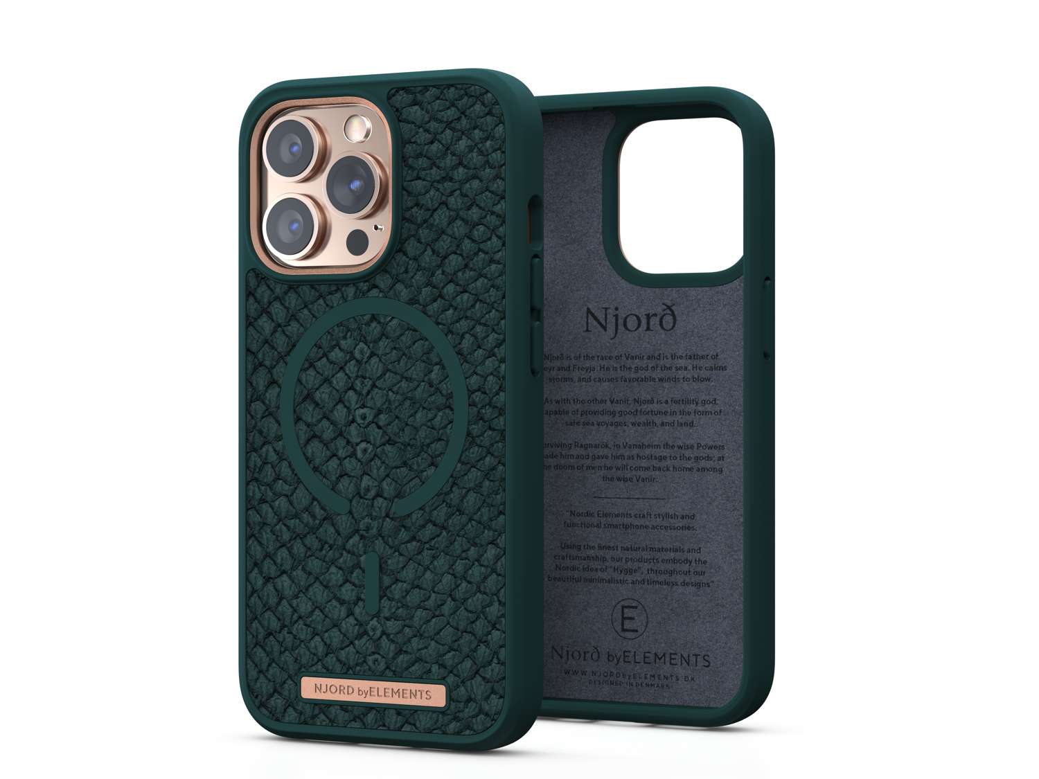 Salmon Leather MagSafe Case - iPhone 13 - Jörð|Dark Green