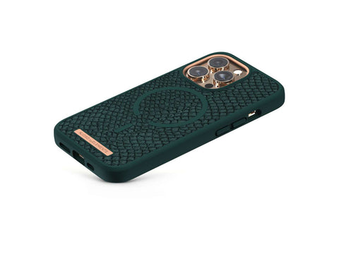 Salmon Leather MagSafe Case - iPhone 13 - Jörð|Dark Green