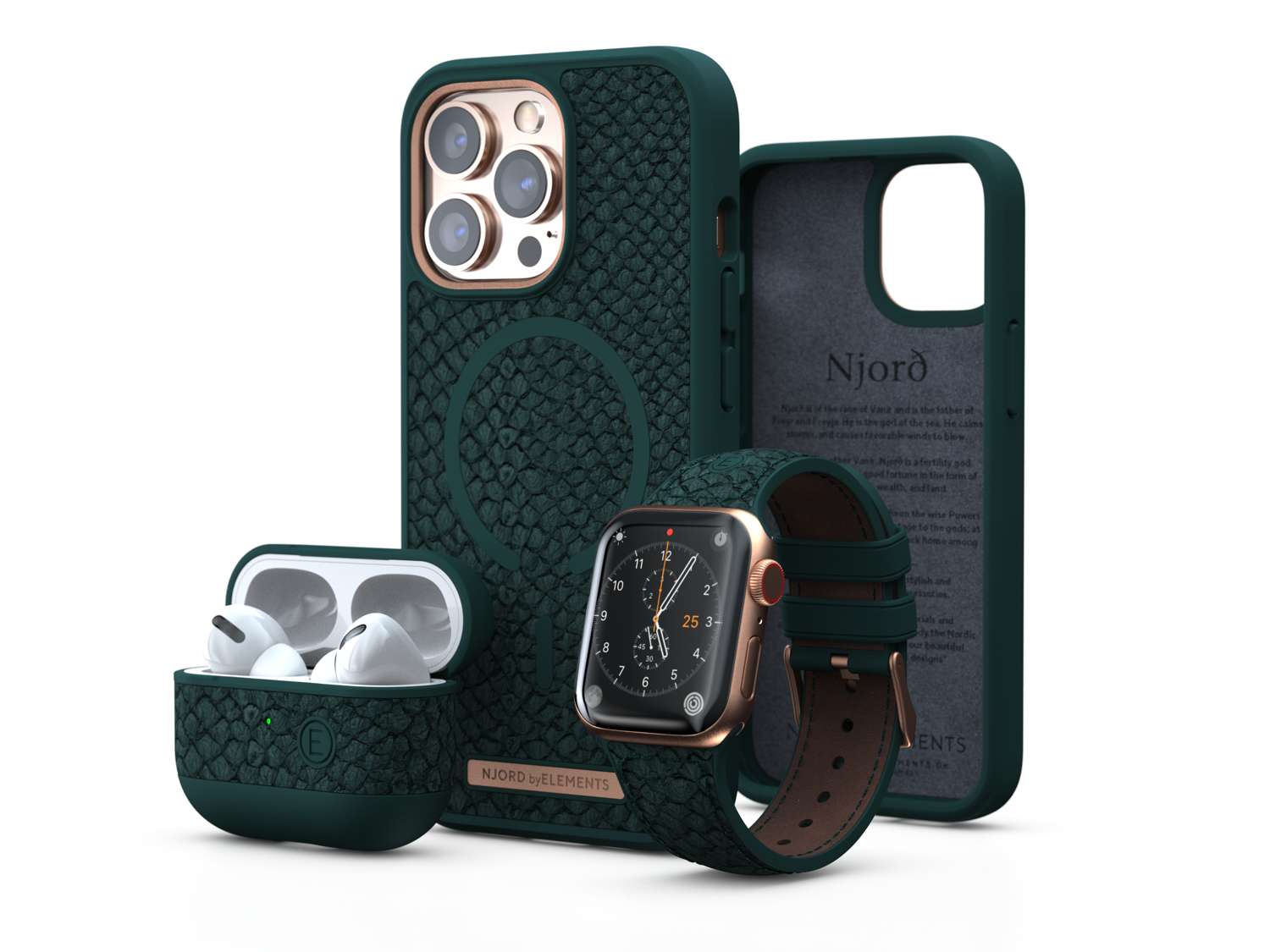 Salmon Leather MagSafe Case - iPhone 13 - Jörð|Dark Green