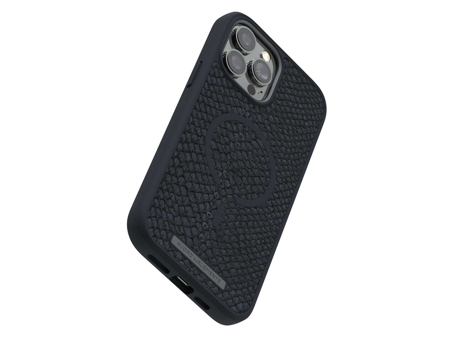 Salmon Leather MagSafe Case - iPhone 13 - Vindur | Dark Grey