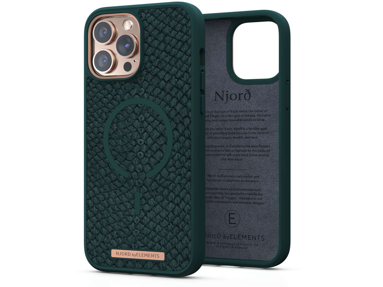 Salmon Leather MagSafe Case - iPhone 13 - Jörð|Dark Green