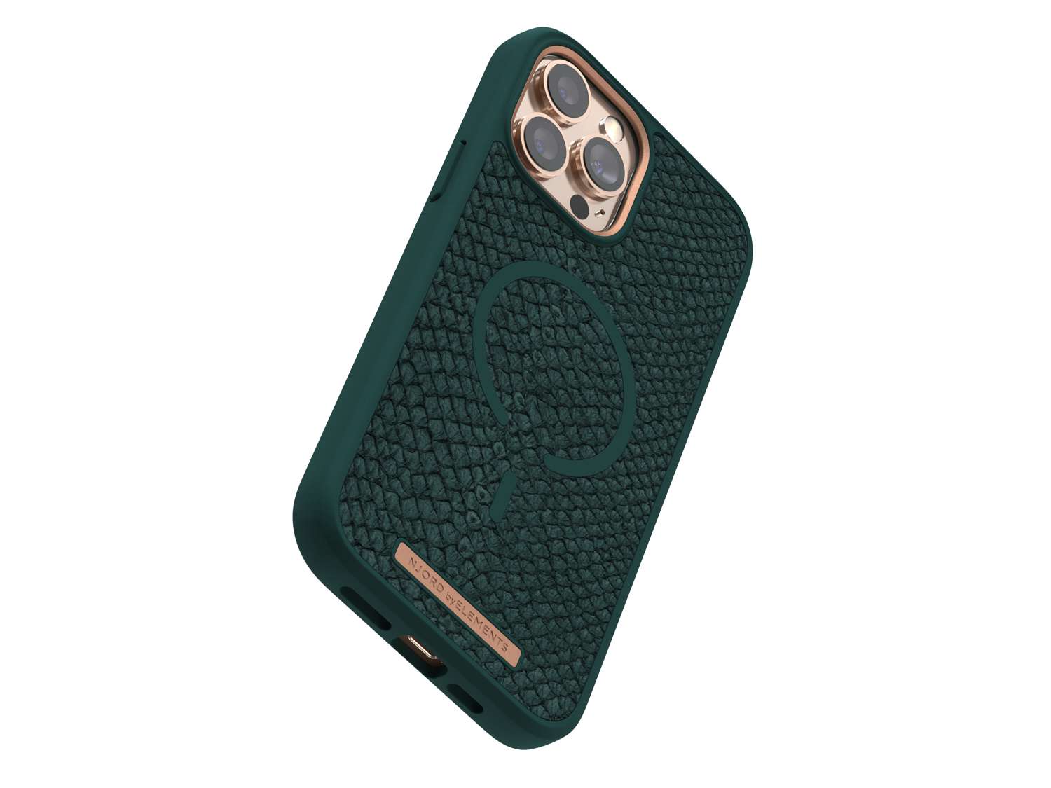 Salmon Leather MagSafe Case - iPhone 13 - Jörð|Dark Green