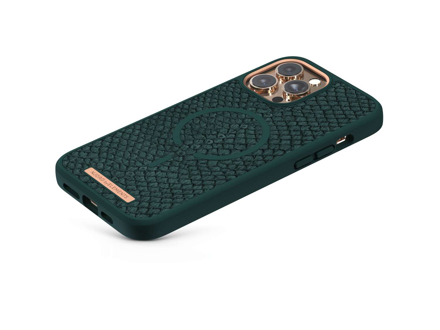 Salmon Leather MagSafe Case - iPhone 13 - Jörð|Dark Green