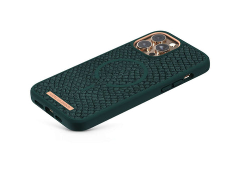 Salmon Leather MagSafe Case - iPhone 13 - Jörð|Dark Green